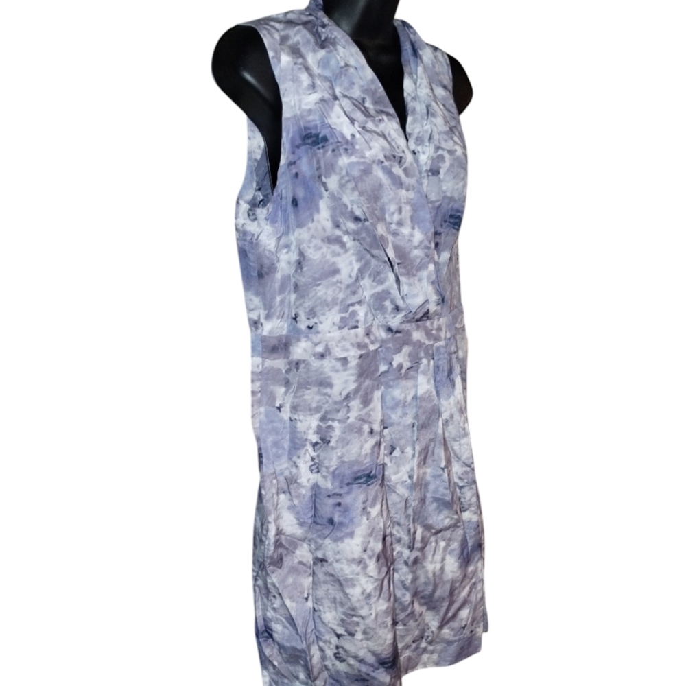 Peserico Lavender Marble-Print Sleeveless Midi Dress